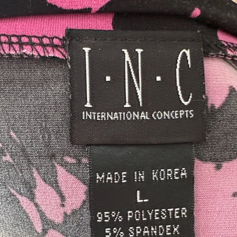 INC International Concepts Black and Pink Floral Blouse Size L - Picture 6 of 7